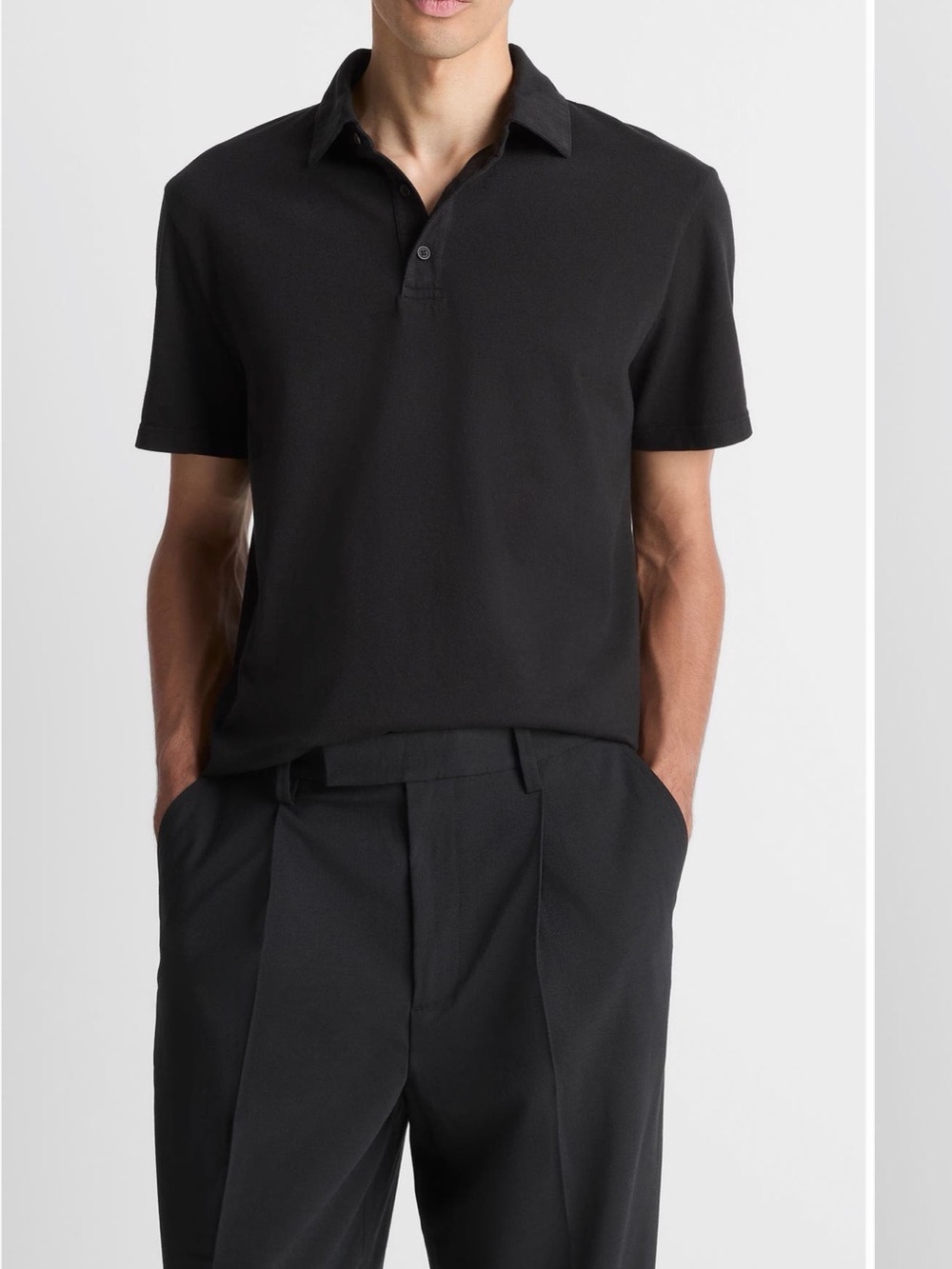 Vince Men’s Black Cotton Polo Shirt Size Large Summer Business Casual